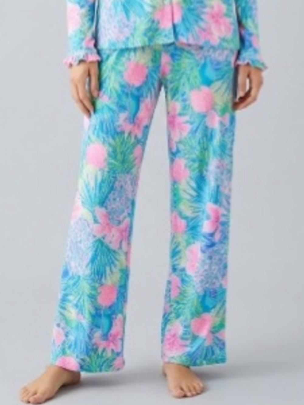 Lilly Pulitzer Swizzle In Pajama Pants XXS Citrus Pineapple Print Knit EUC